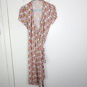 Boden Dress Womens 10 Wrap Tie Waist Frosting Floral Daisy Summer Knee Length